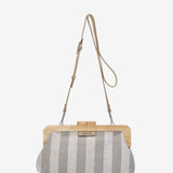 Striped clutch in grey