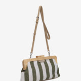 Striped clutch in green