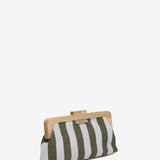 Striped clutch in green