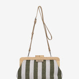 Striped clutch in green