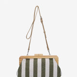 Striped clutch in green