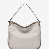 Bolso de hombro en piel beige