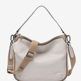 Shoulder bag in beige leather