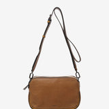 Mini crossbody bag in cognac leather