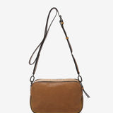 Mini crossbody bag in cognac leather