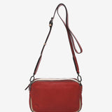 Mini red leather crossbody bag