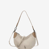 Small shoulder bag in beige leather