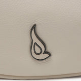 Small shoulder bag in beige leather