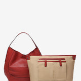 Rote Leder-Schultertasche