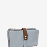 Cartera grande en piel bicolor gris