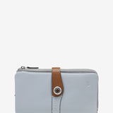 Cartera grande en piel bicolor gris