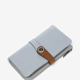 Cartera grande en piel bicolor gris