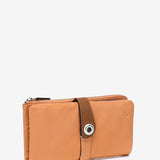 Cartera grande en piel bicolor naranja