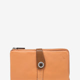 Cartera grande en piel bicolor naranja