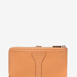 Cartera grande en piel bicolor naranja