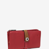 Cartera grande en piel bicolor roja