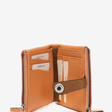 Small wallet in two-tone orange leather