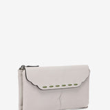 Large beige leather flap wallet