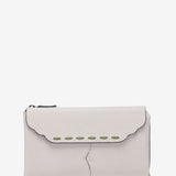 Large beige leather flap wallet