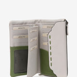 Large beige leather flap wallet