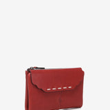 Medium red leather flap wallet