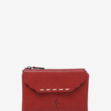 Medium red leather flap wallet