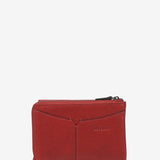 Medium red leather flap wallet