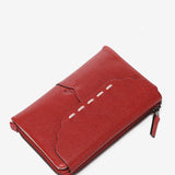 Medium red leather flap wallet