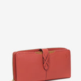 Large coral leather wallet