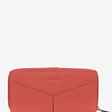 Large coral leather wallet