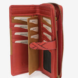 Large coral leather wallet