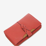 Medium wallet in coral leather