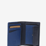 Small leather men's wallet with RFID protection in blue