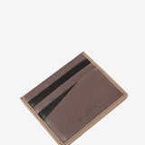 Men's leather card holder in taupe