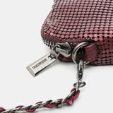 Borsa per cellulare in rete bordeaux da donna