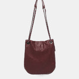 Borsa da festa a mezzaluna in rete metallica bordeaux