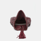 Borsa da festa a mezzaluna in rete metallica bordeaux