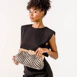 Black animal print party clutch
