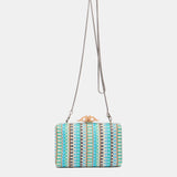 Pochette da festa con stampa blu