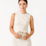 Pochette da festa con stampa verde