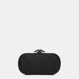 Pochette da festa con stampa geometrica nera