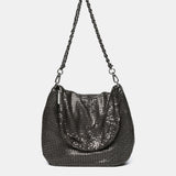 Silver metallic mesh shoulder bag