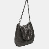 Silver metallic mesh shoulder bag