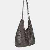 Bolso de hombro en malla metálica plata