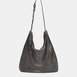 Bolso de hombro en malla metálica plata