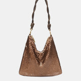 Bolso de hombro en malla metálica bronce