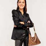 Bolso de hombro en malla metálica bronce