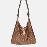 Bolso de hombro en malla metálica bronce
