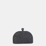 Grey velvet clutch