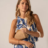 Clutch de fiesta jaspeado camel